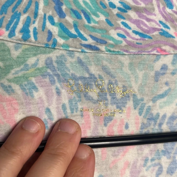 Lilly Pulitzer PJ Knit Button Up Pajama Top Multi Stargazer Pajamas Top XL - Picture 2 of 4